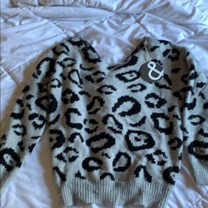 Blue and black fuzzy cross cross sweater M